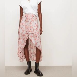 AllSaints Slvina Momo Asymmetrical Floral High-Low Skirt Size 12